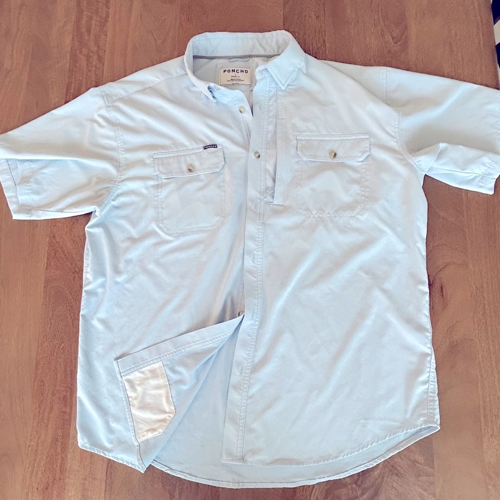 Poncho Outdoors Original Short Sleeve “Blue Steel” Shirt Men’s Large Regular Fit